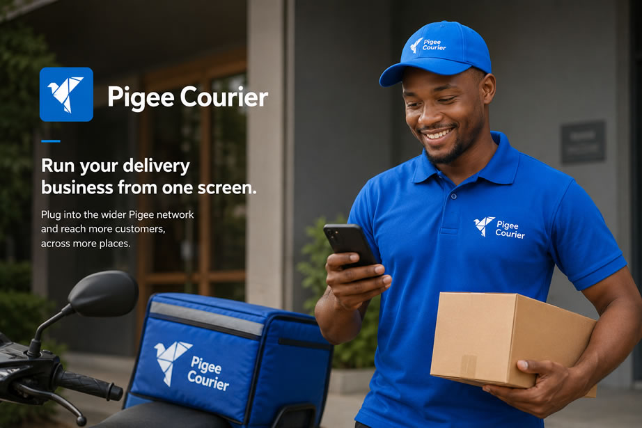 Courier using Pigee Courier on the doorstep