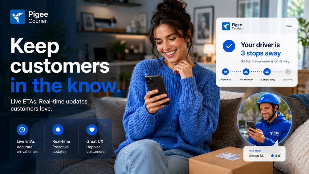Keep customers in the know with live ETAs and real-time updates