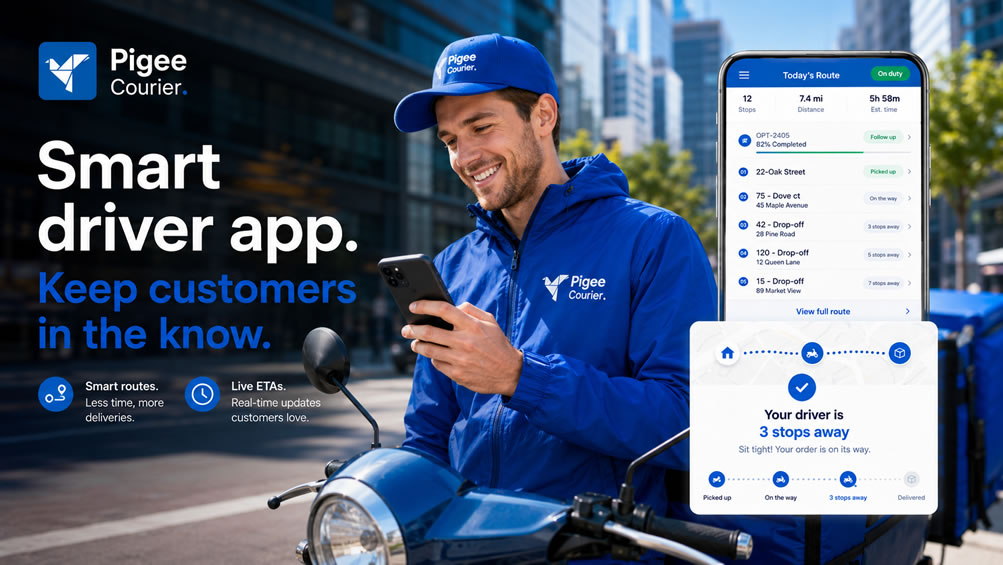 Smart driver app with routes and live ETAs